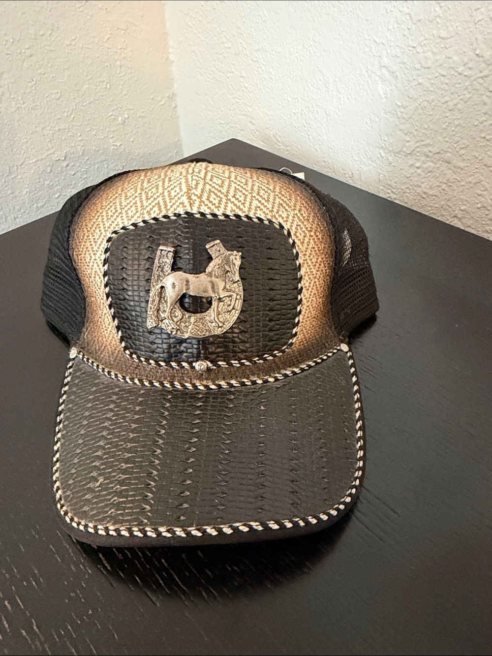 Black Diamond Black and Tan Western Patch Trucker Hat
